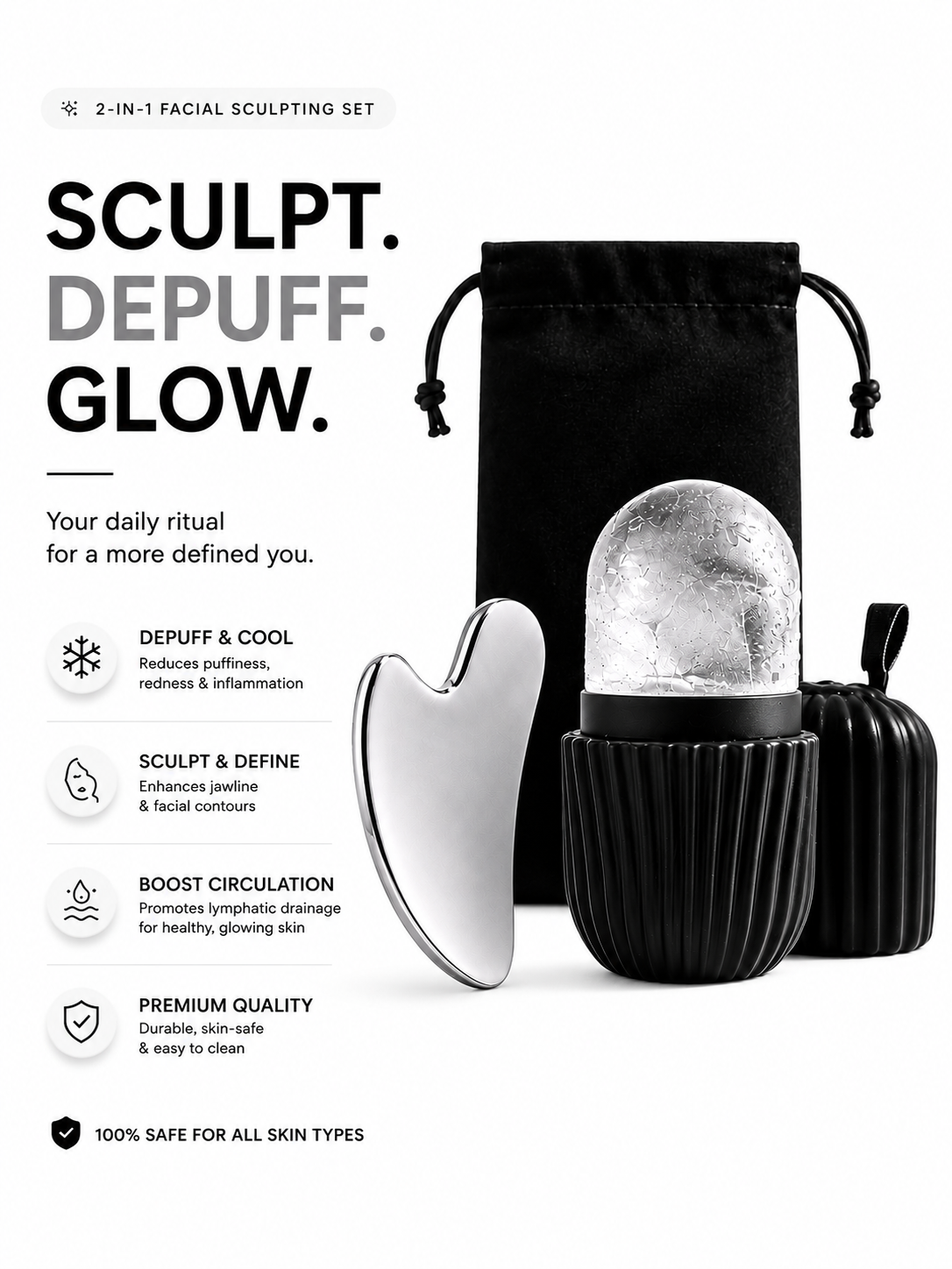 Gua Sha Silicone Ice Cube Set